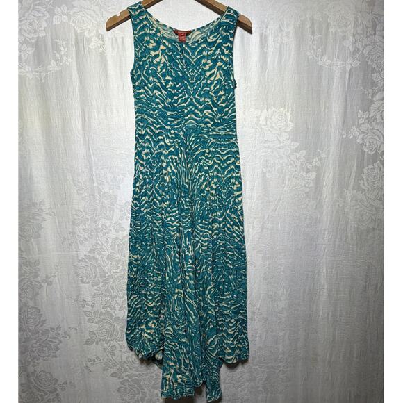 Sundance Dresses & Skirts - Sundance Midi Dress 6 Blue Wave Handkerchief Asymmetric Hem FLAW